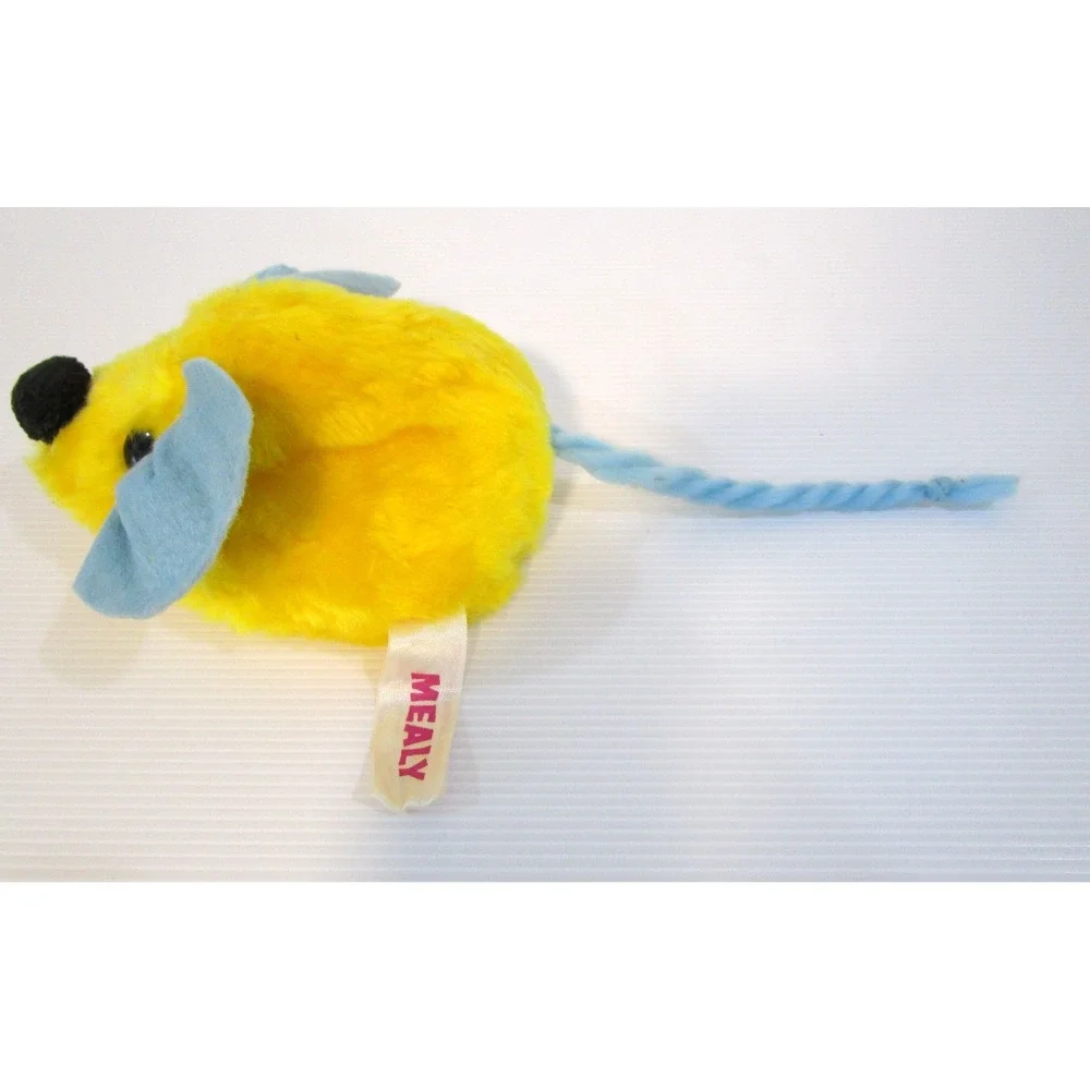 Vintage Russ Berrie Mealy Mouse Plush Beanie Stuffed Toy Yellow Blue 1977 USA